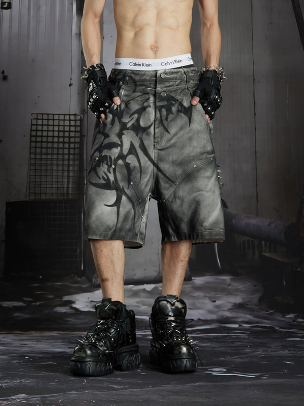 Gothic Y2K Tribal Studded Jorts 5