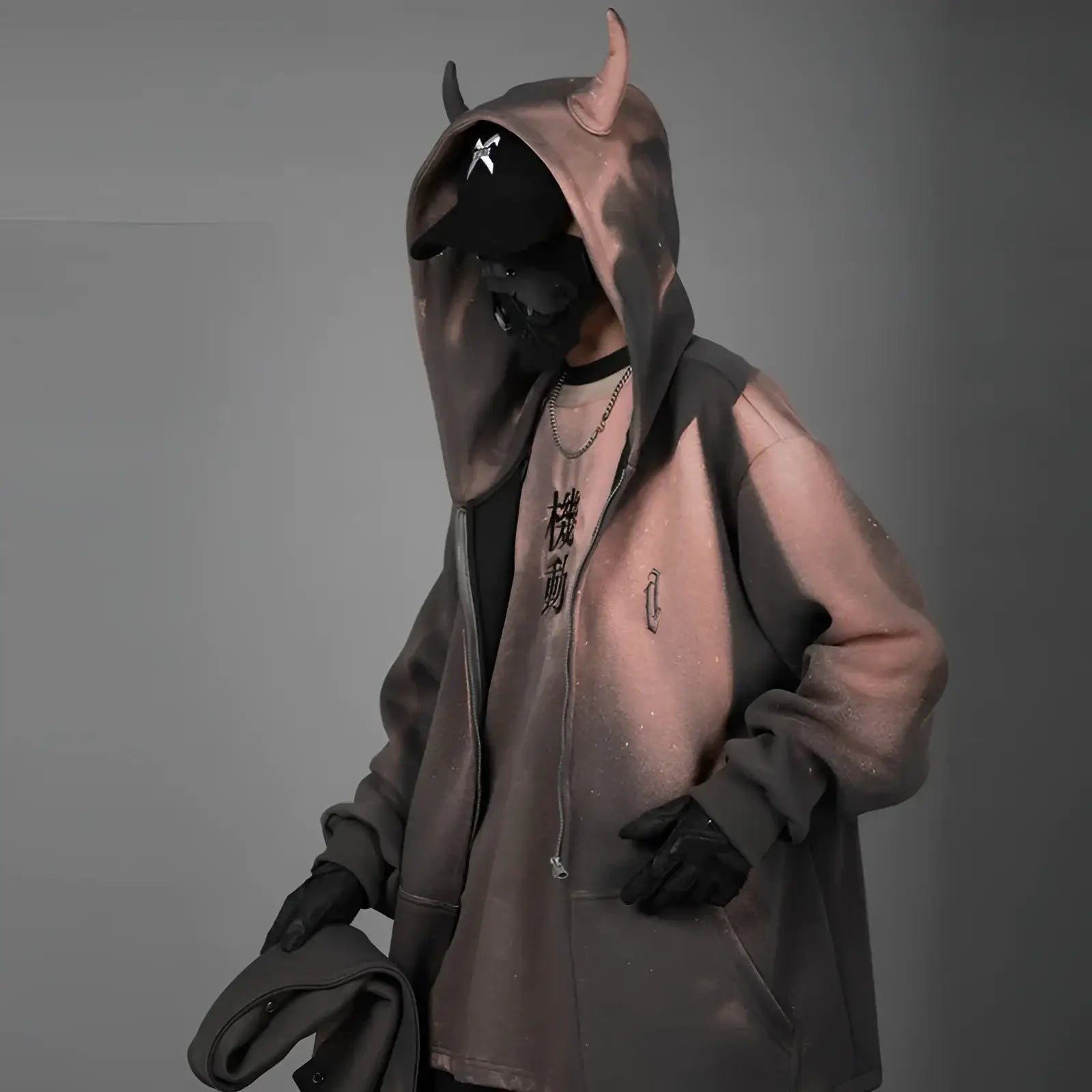Devil Horns Techwear-Jacke mit abnehmbarem Kragen - Fuga