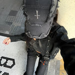 Gothic Distressed Cross Denim Cap - Fuga Studios