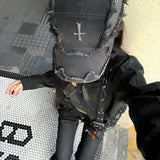 Gothic Distressed Cross Denim Cap - Fuga Studios