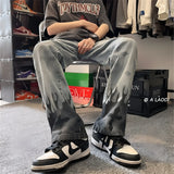 Gothic Flame Cross Denim Jeans - Fuga Studios