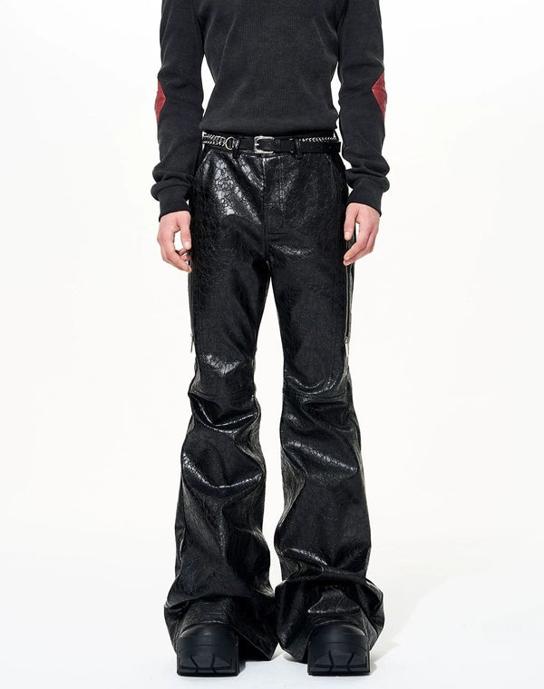 Opium Crackle Leather Pants Schwarz - Fuga Studios