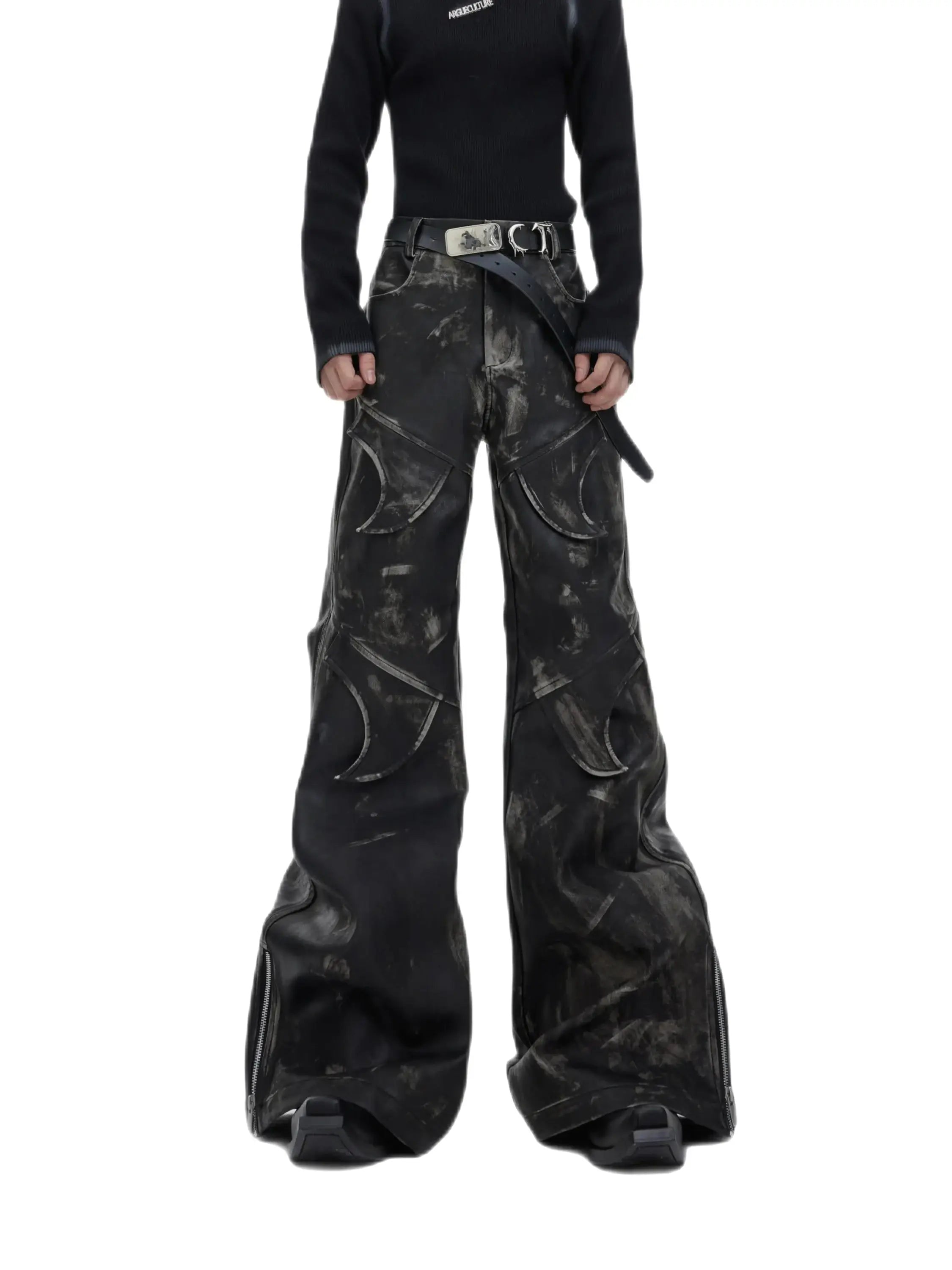 Opium Dark Leather Pants - Fuga Studios