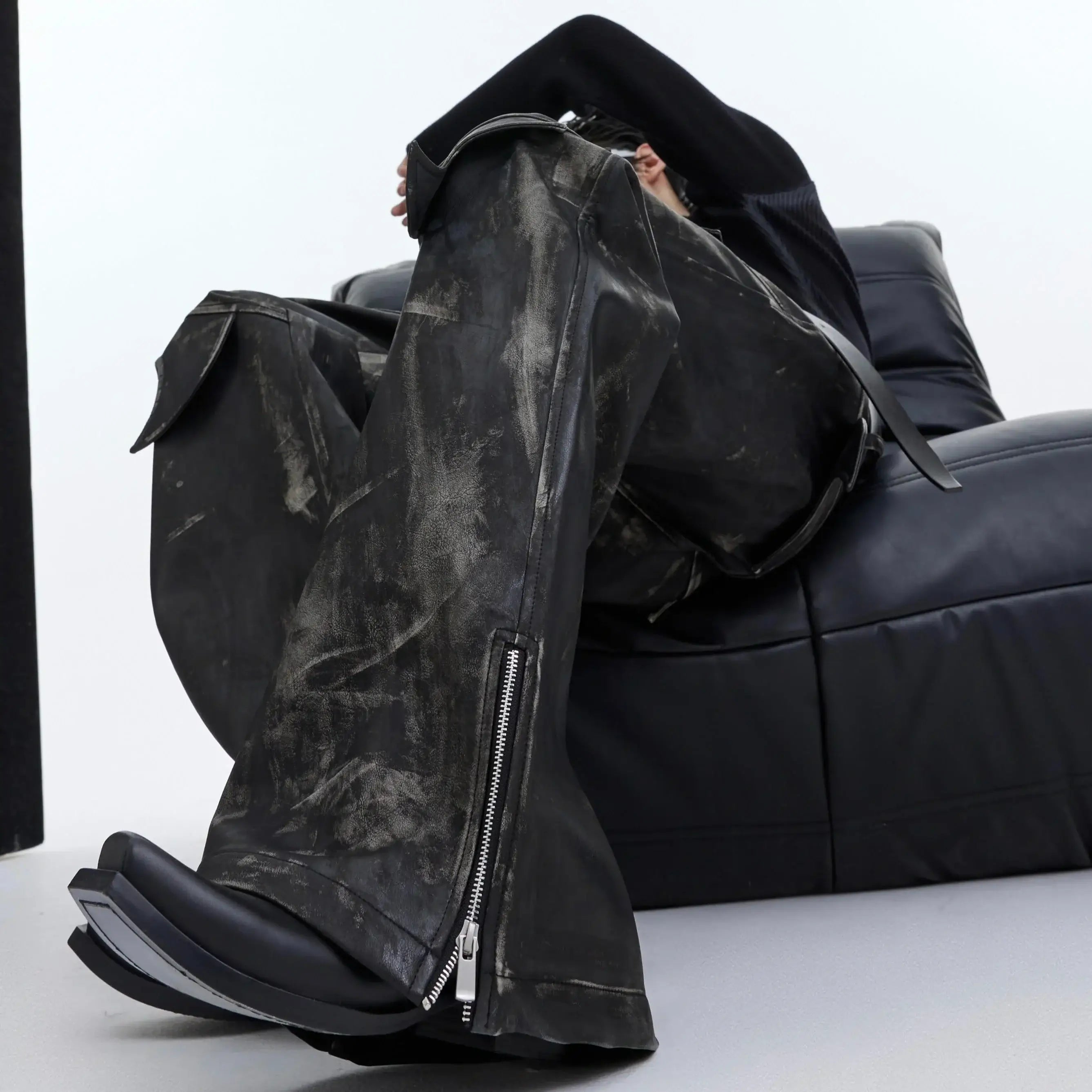 Opium Dark Leather Pants - Fuga Studios