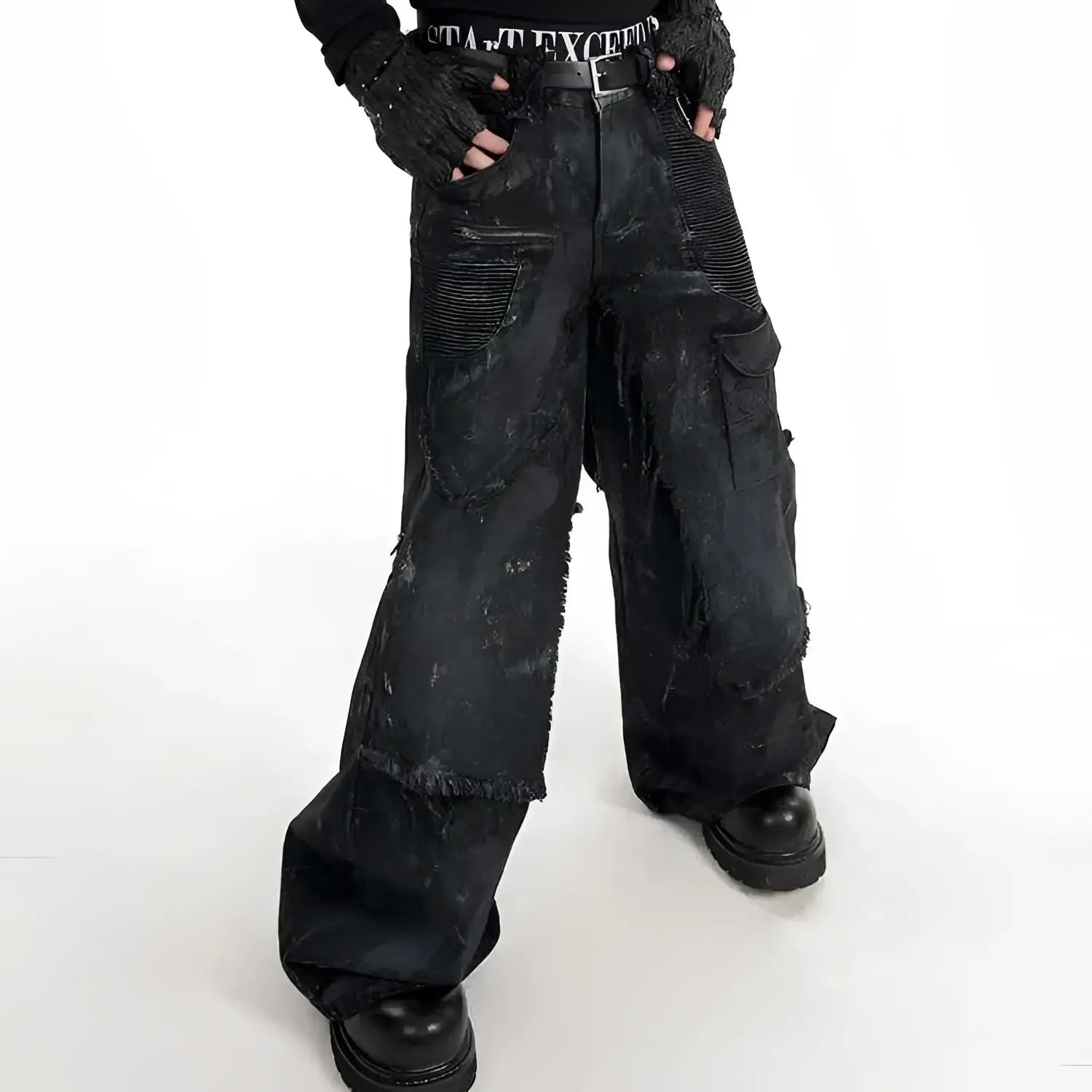 パンツ black damage denim swag opium Opium Denim wide-leg pants パンツ black damage denim swag opium Opium Denim wide-leg pants