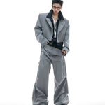 Opium Hybrid Denim-Blazer & Wide-Leg Pants Set - Fuga