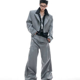 Opium Hybrid Denim-Blazer & Wide-Leg Pants Set - Fuga