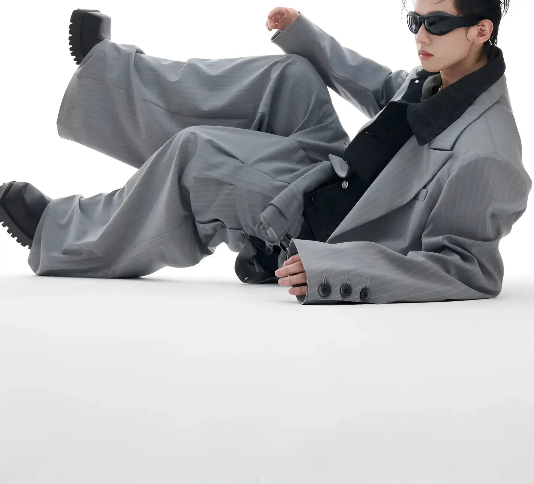 Opium Hybrid Denim-Blazer & Wide-Leg Pants Set - Fuga