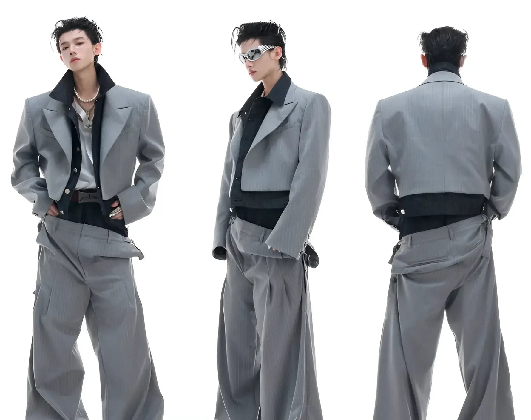Opium Hybrid Denim-Blazer & Wide-Leg Pants Set - Fuga