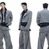 Opium Hybrid Denim-Blazer & Wide-Leg Pants Set - Fuga