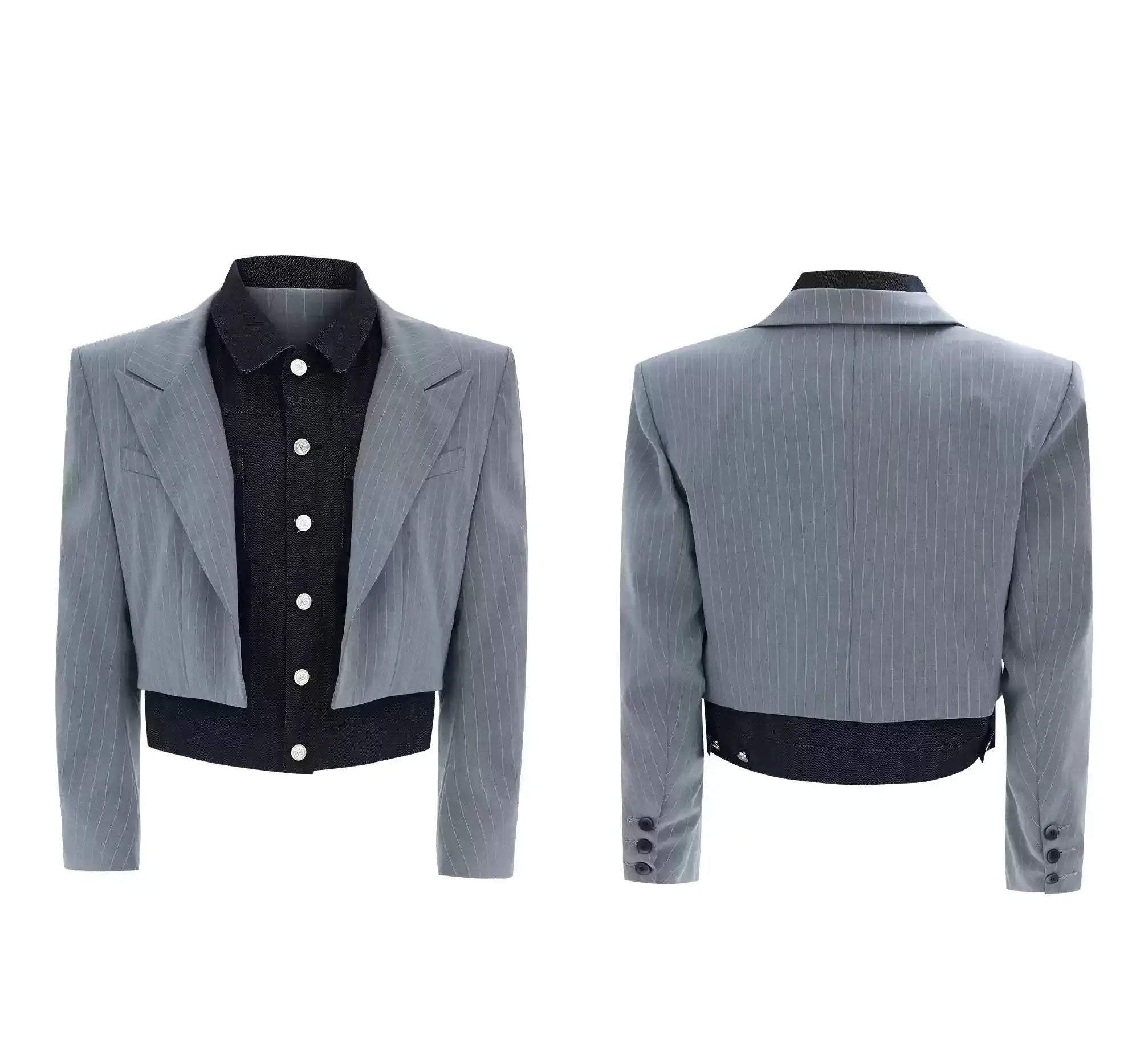Opium Hybrid Denim-Blazer & Wide-Leg Pants Set - Fuga