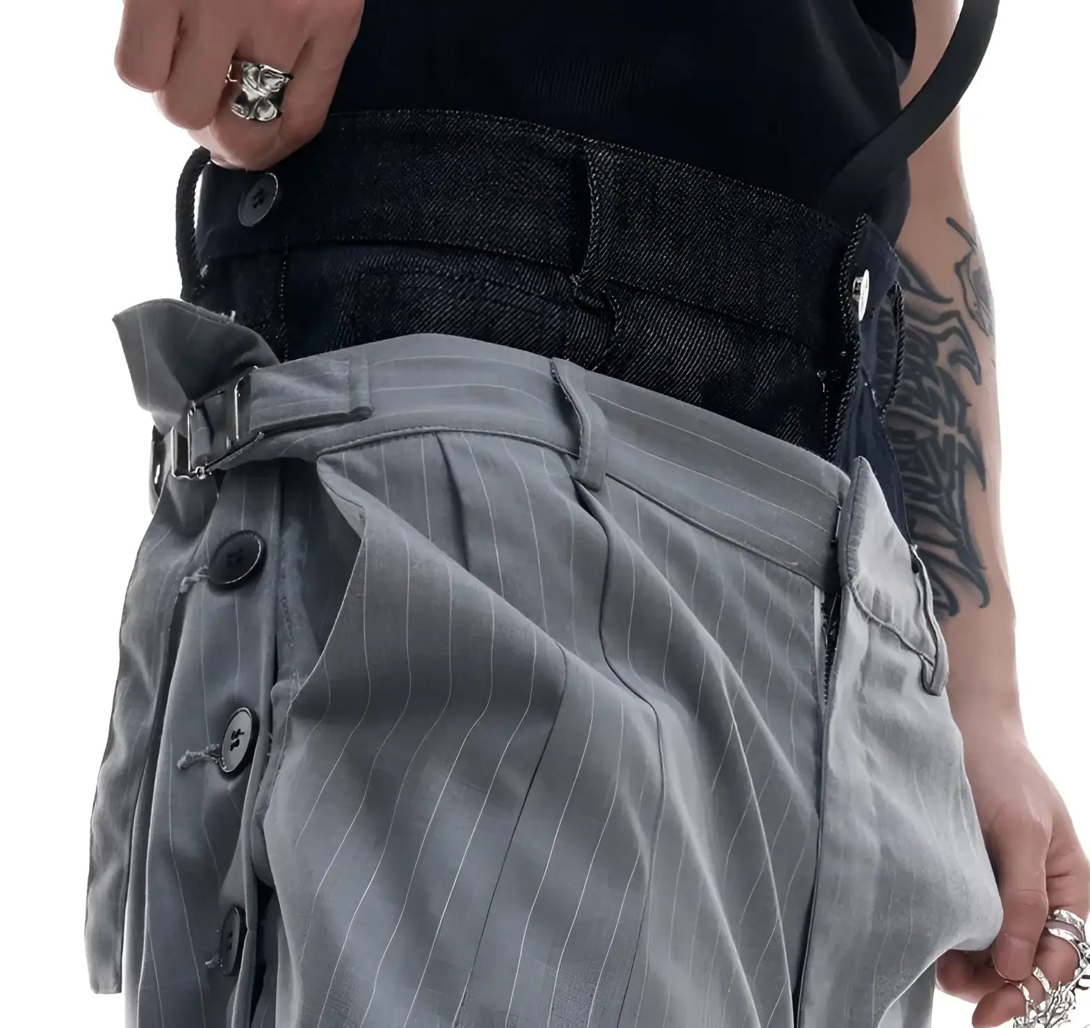 Opium Hybrid Denim-Blazer & Wide-Leg Pants Set - Fuga