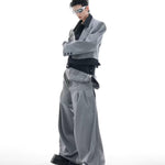 Opium Hybrid Denim-Blazer & Wide-Leg Pants Set - Fuga