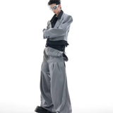 Opium Hybrid Denim-Blazer & Wide-Leg Pants Set - Fuga