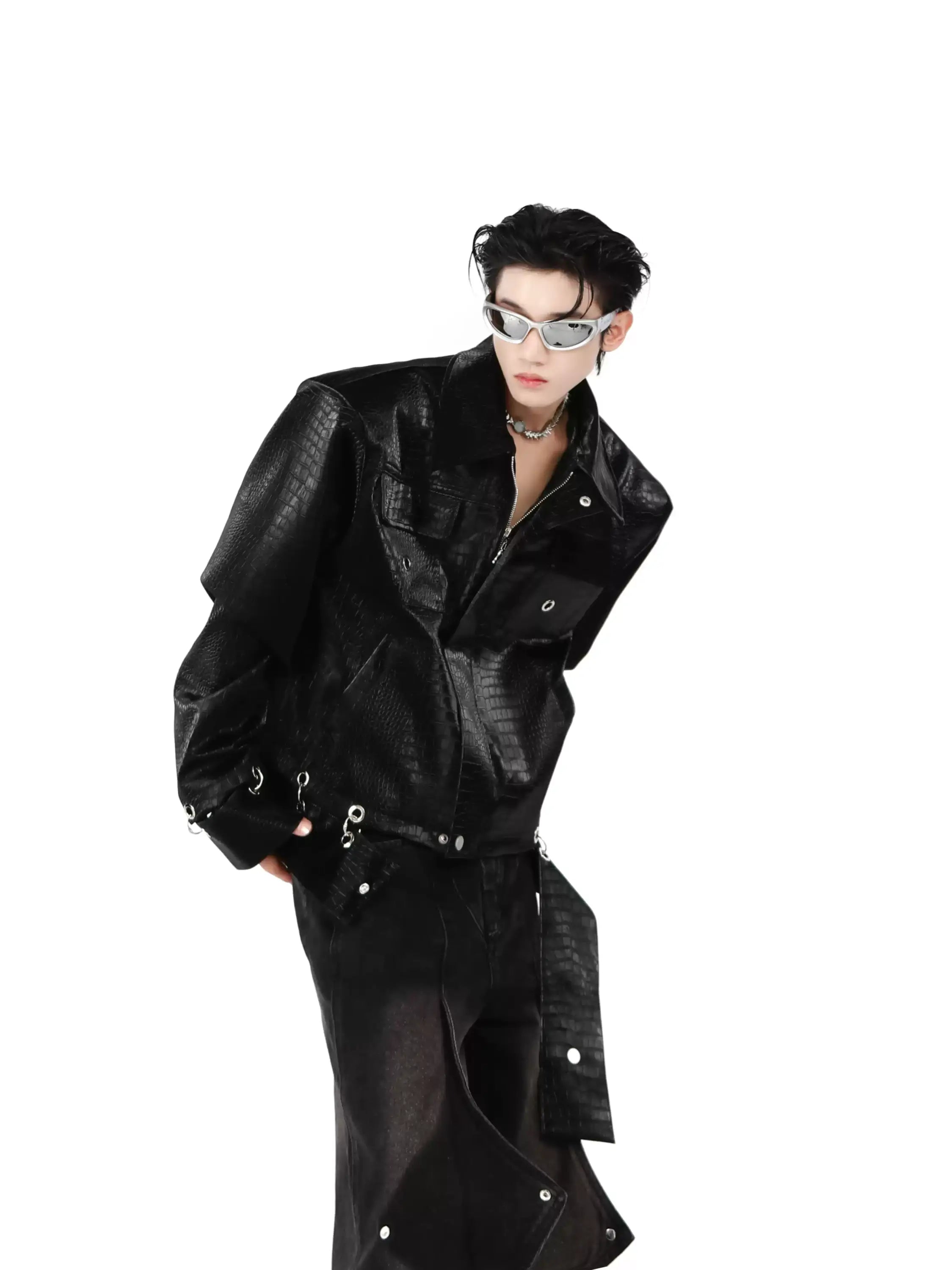 Opium Knitted Leather Jacket - Fuga Studios