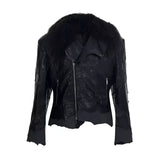 Opium Leather Fur Collar Jacket - Fuga Studios