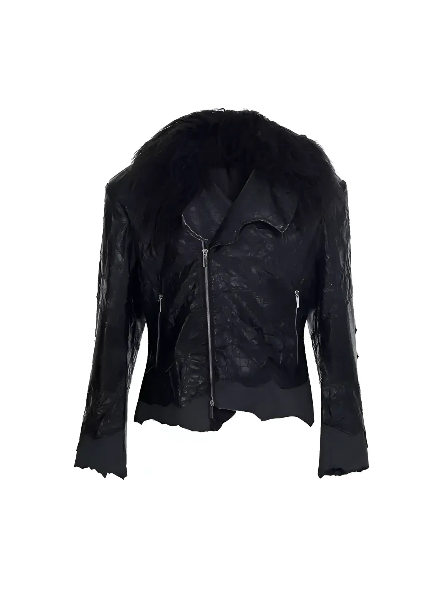 Opium Leather Fur Collar Jacket - Fuga Studios