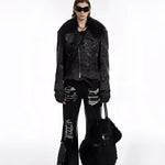 Opium Leather Fur Collar Jacket - Fuga Studios