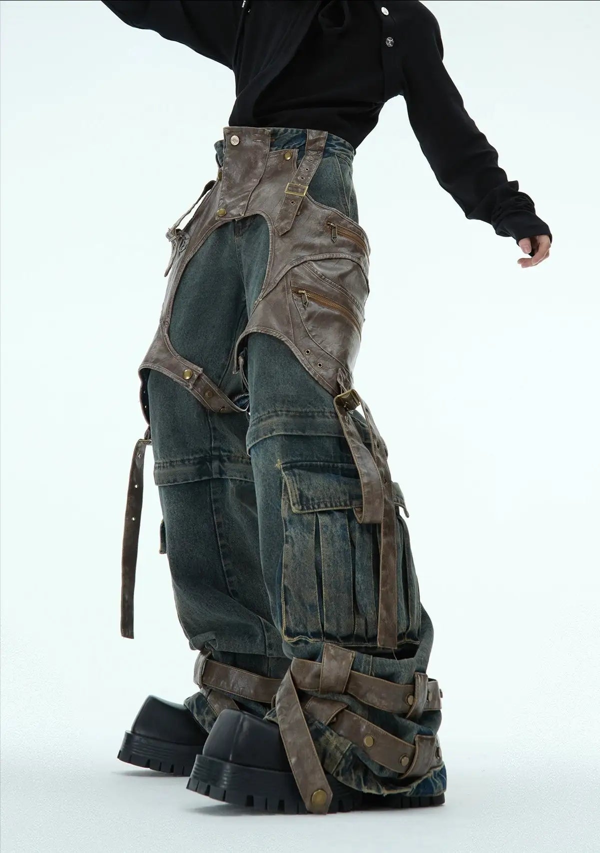Opium Leather Harness Jeans - Fuga Studios