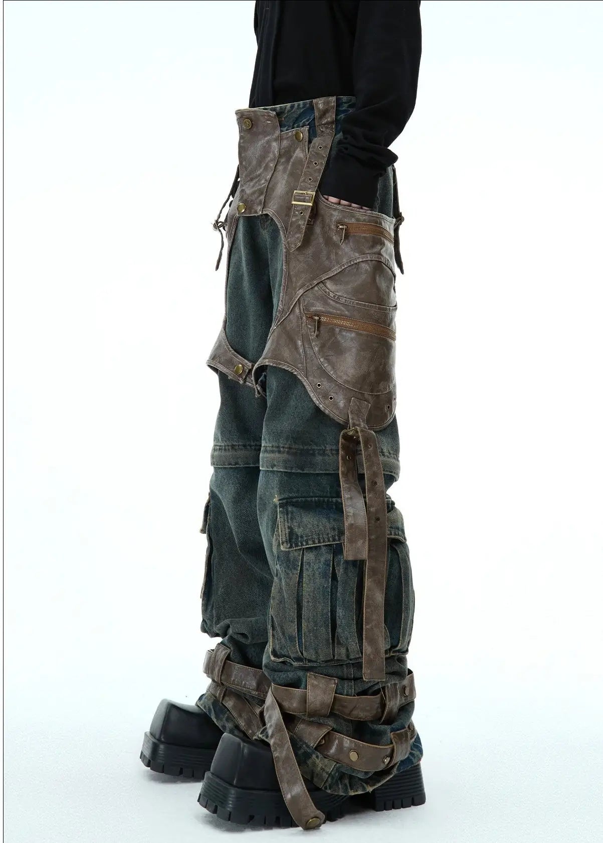 Opium Leather Harness Jeans - Fuga Studios