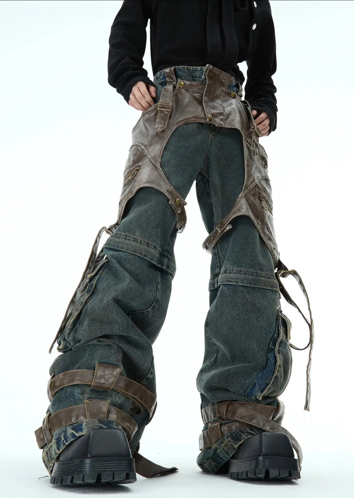 Opium Leather Harness Jeans - Fuga Studios