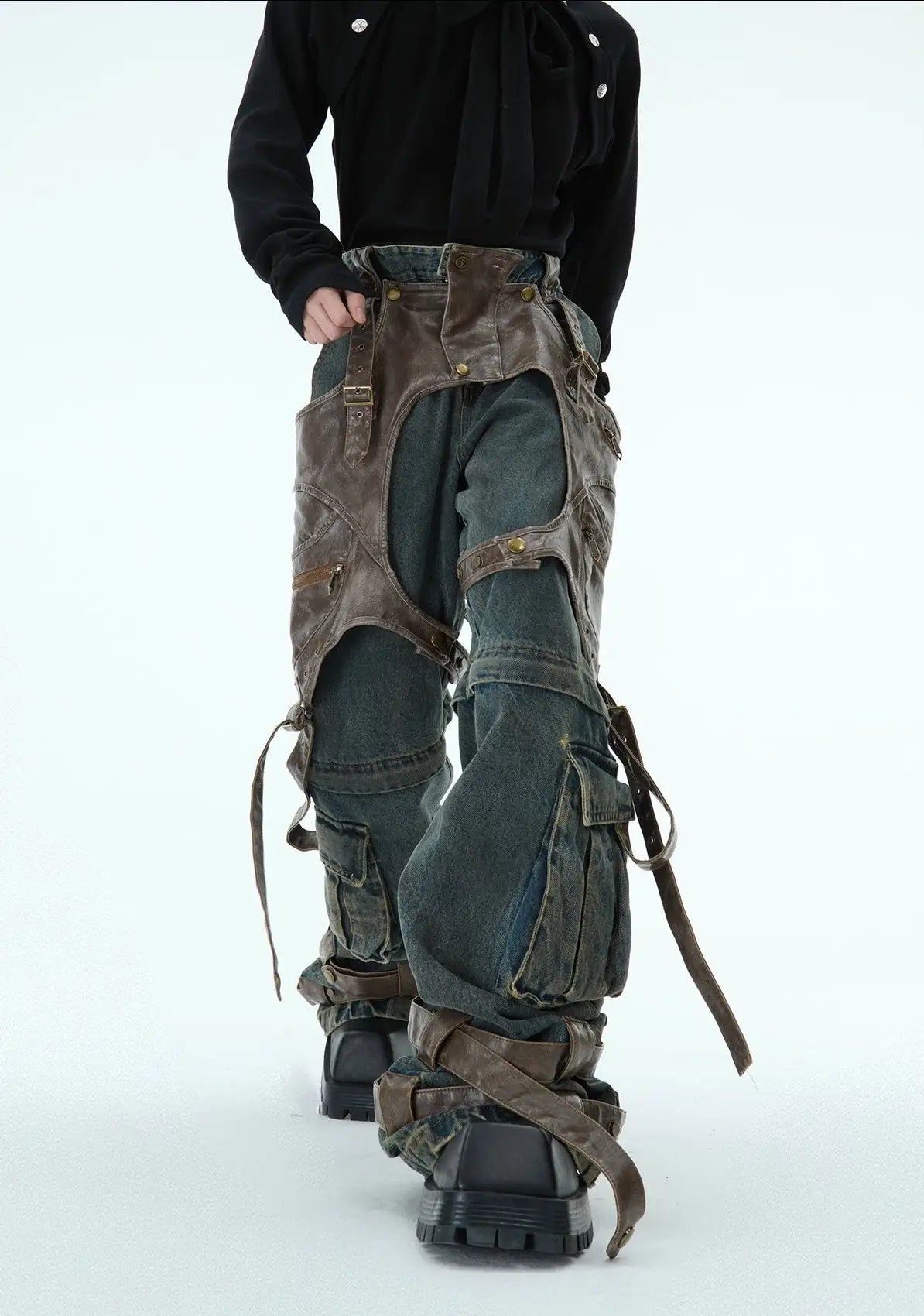 Opium Leather Harness Jeans - Fuga Studios