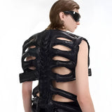 Opium Leather Skeleton Rave Vest - Fuga Studios