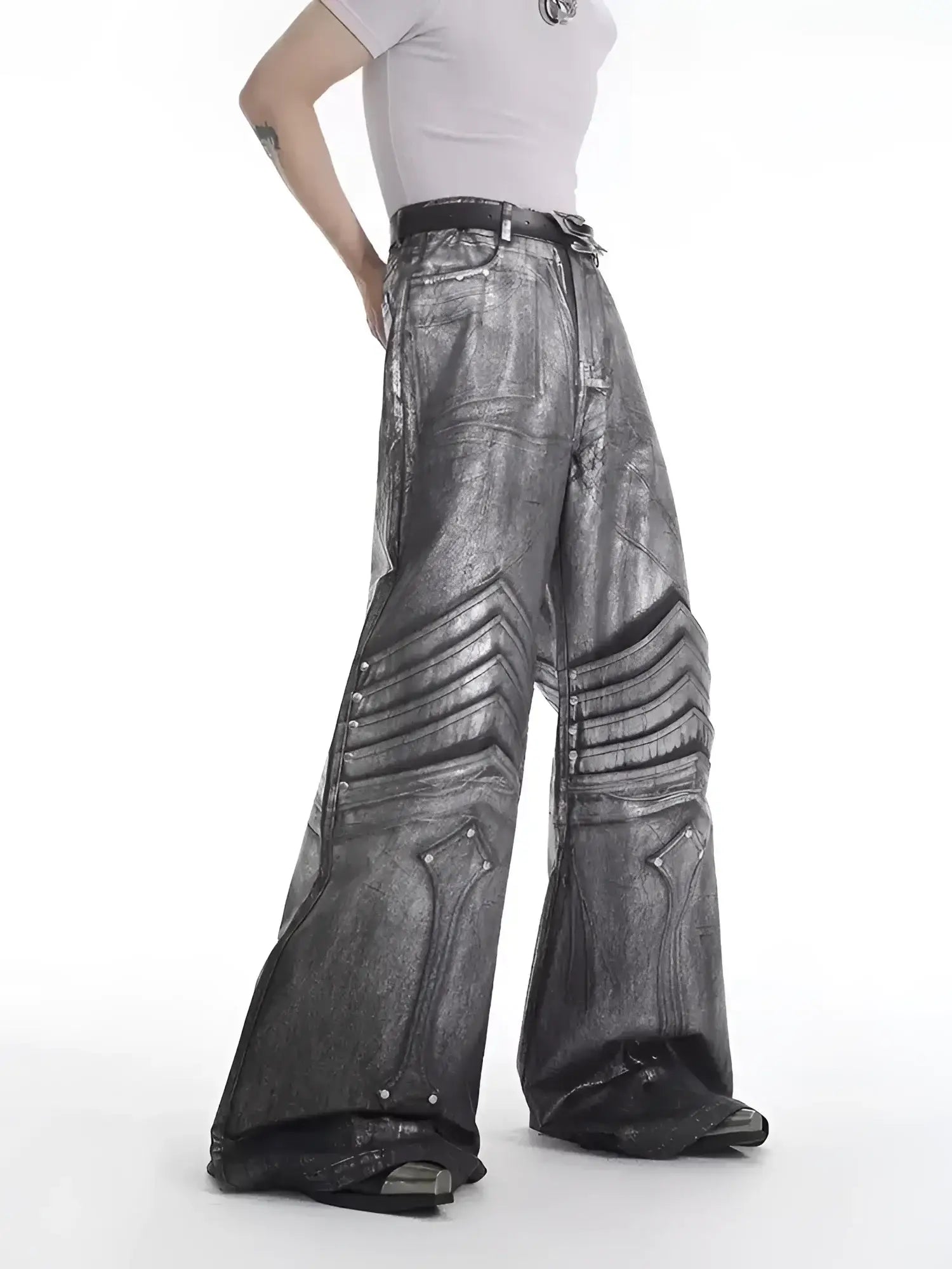 Opium Metallic Chevron Wide-Leg Pants - Fuga Studios