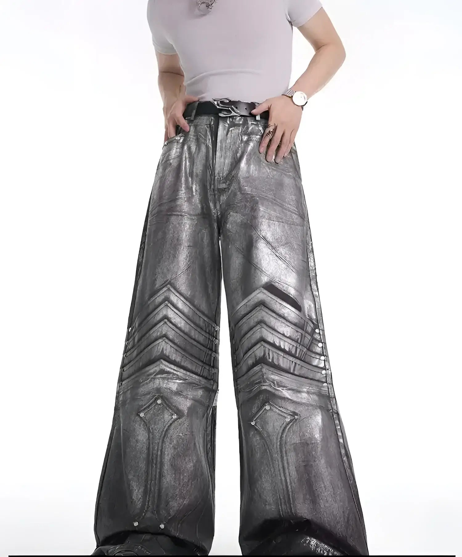 Opium Metallic Chevron Wide-Leg Pants - Fuga Studios