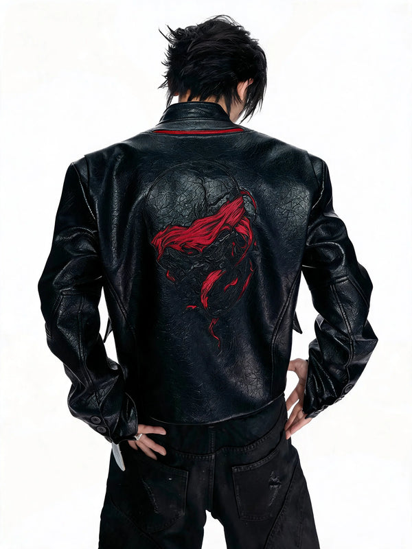 Opium Skull Leather Jacket Schwarz - Fuga Studios