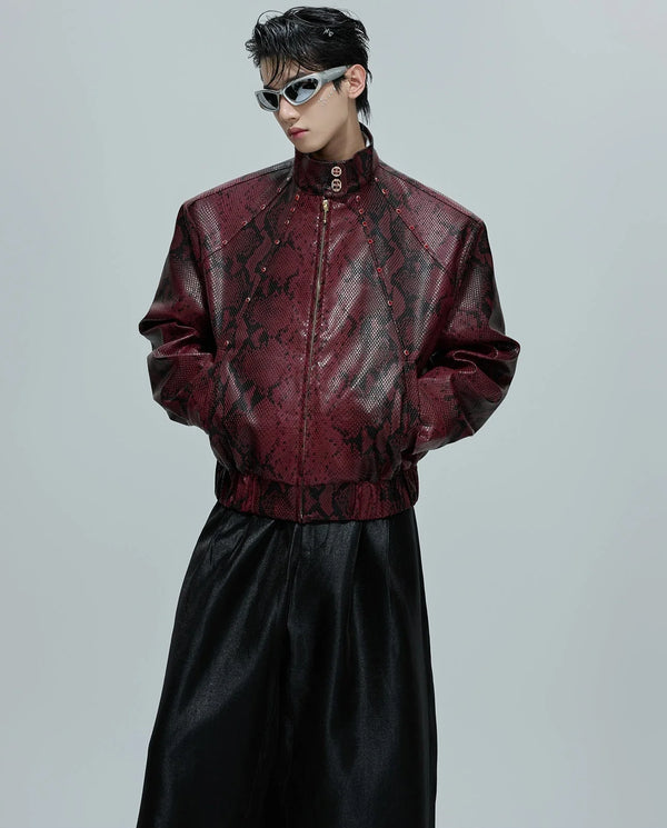Opium Snakeskin Studded Bomber - Fūga-Studios