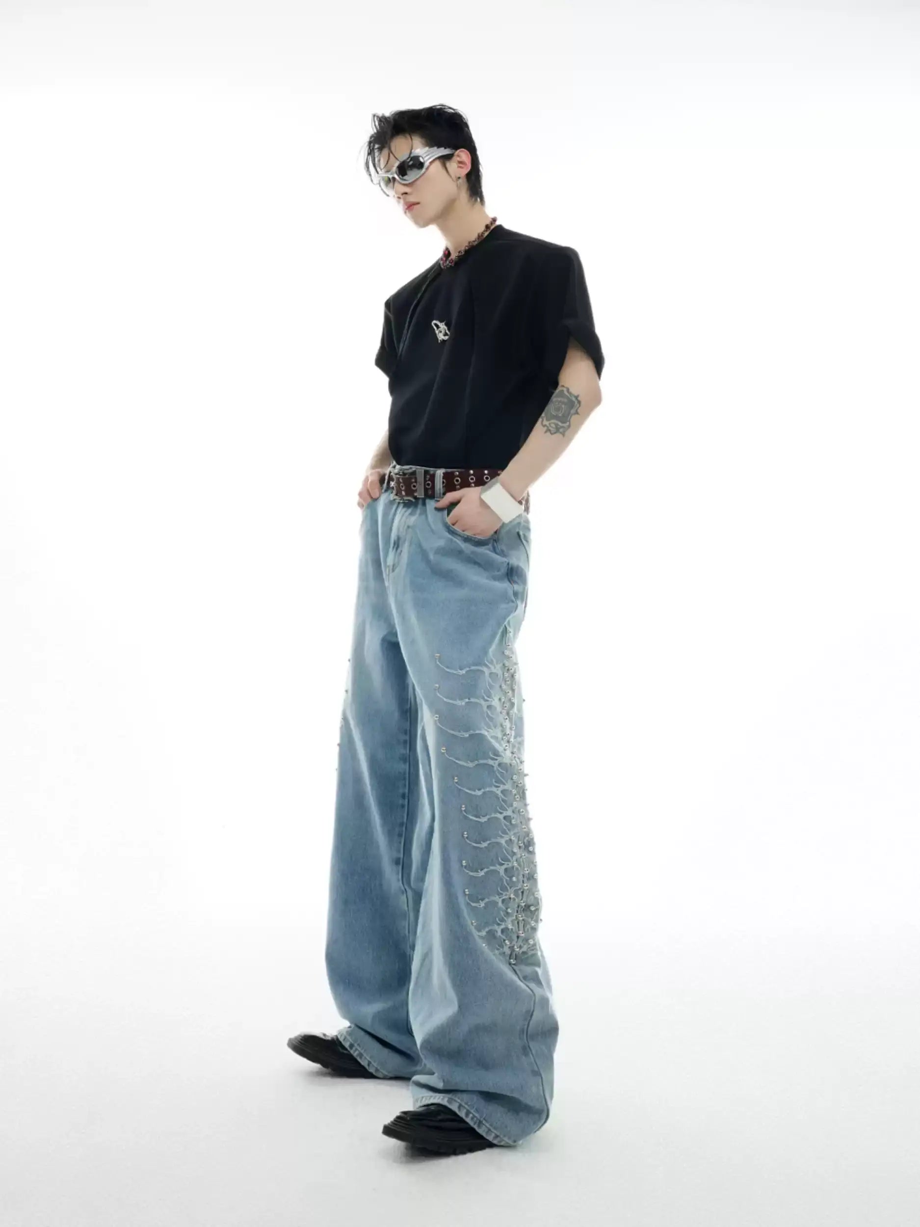 Opium Studded Wide-Leg Jeans - Fuga Studios