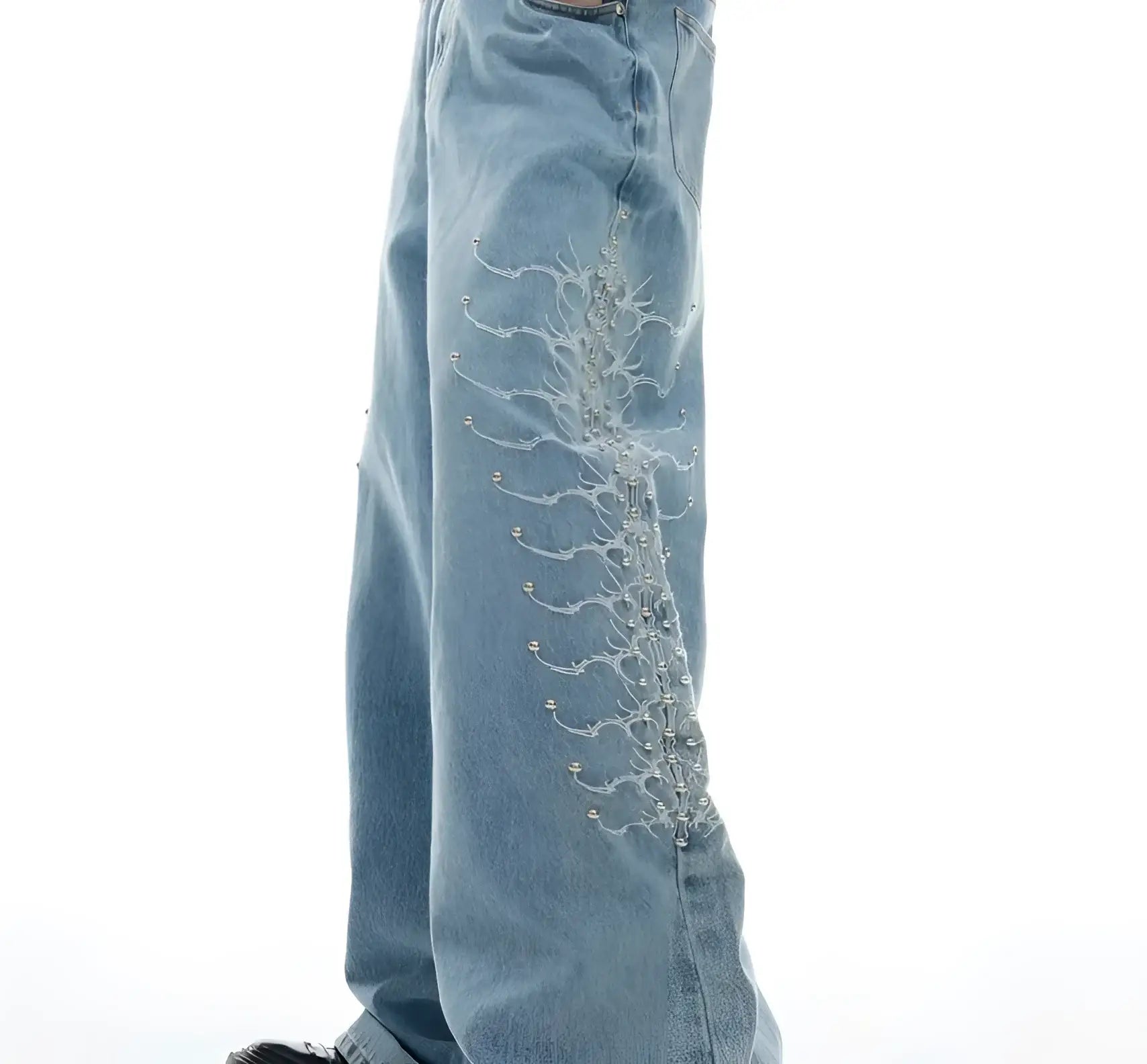 Opium Studded Wide-Leg Jeans - Fuga Studios