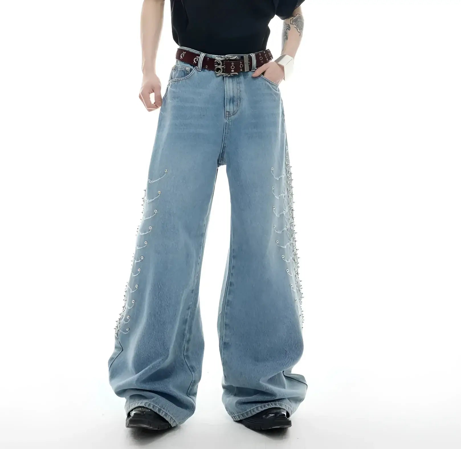 Opium Studded Wide-Leg Jeans - Fuga Studios