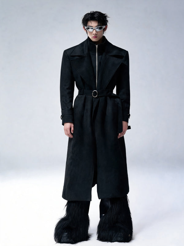 Opium Zip Collar Coat Schwarz - Fuga Studios