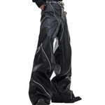 Opium Zipper Leather Pants - Fuga Studios