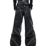 Opium Zipper Leather Pants - Fuga Studios