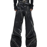 Opium Zipper Leather Pants - Fuga Studios