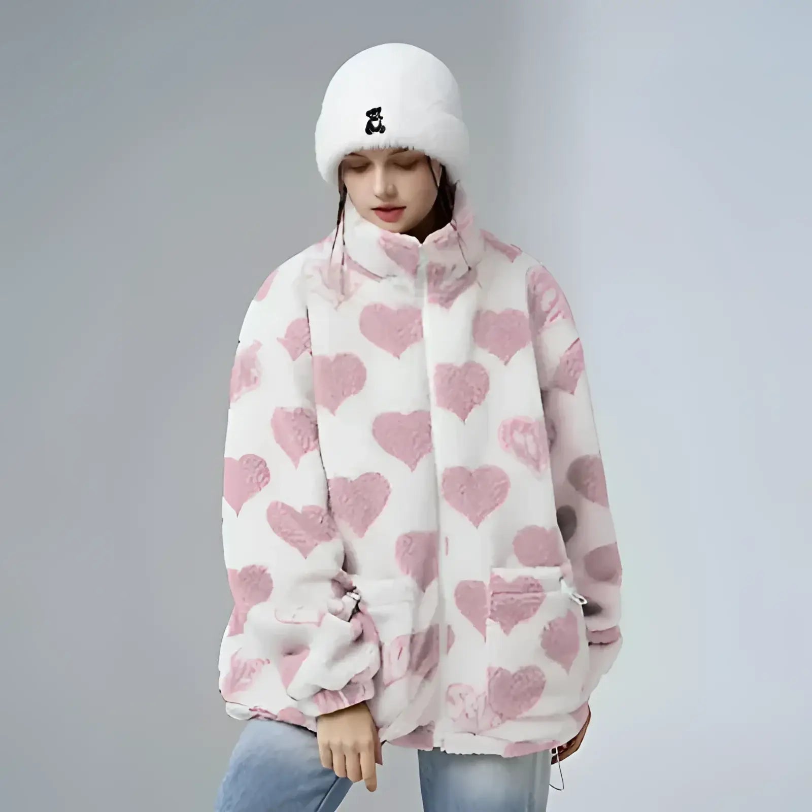 Streetwear Heart Icon Wool Jacket - Fuga Studios