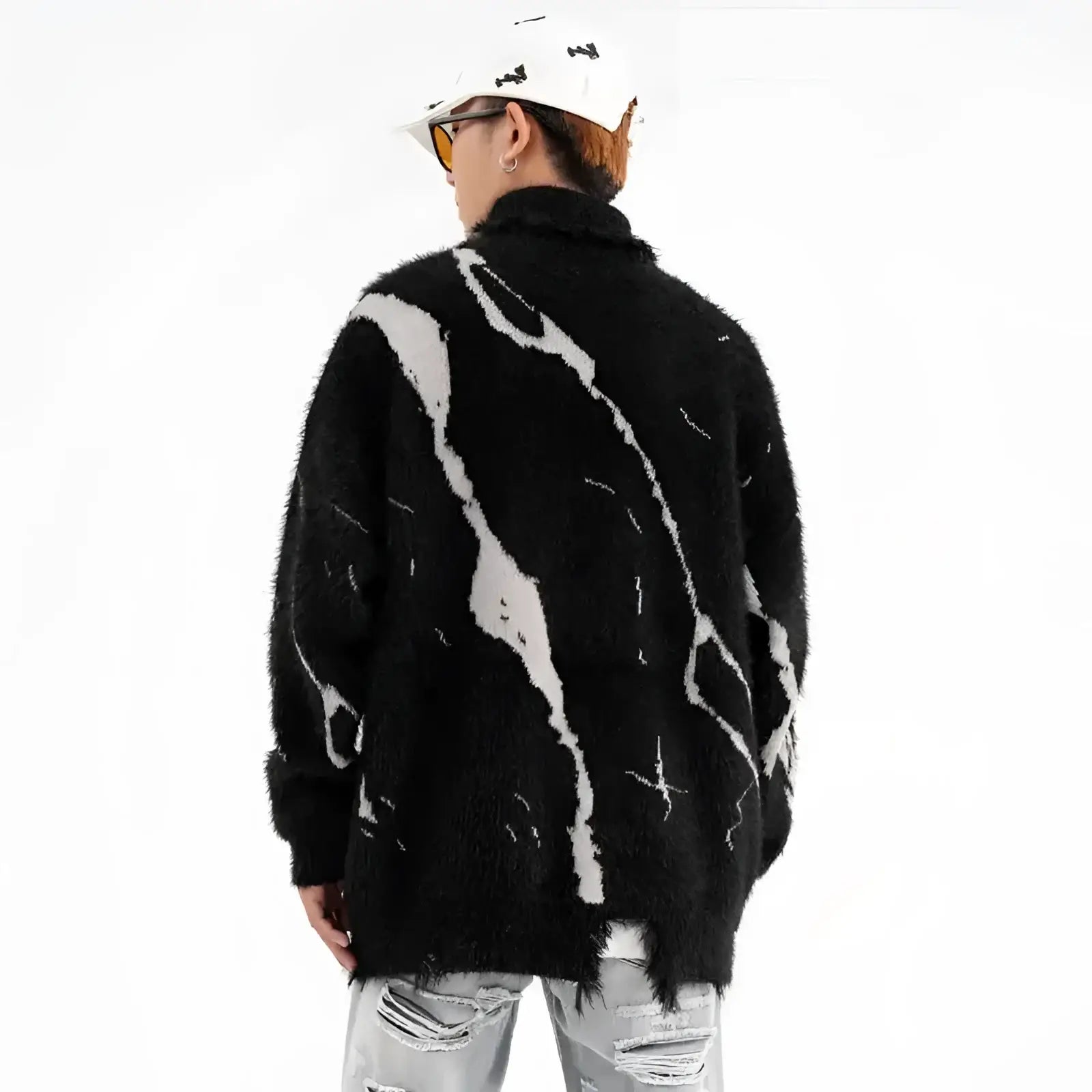 Streetwear Knotted Splash Turtleneck Sweater - Fuga Studios