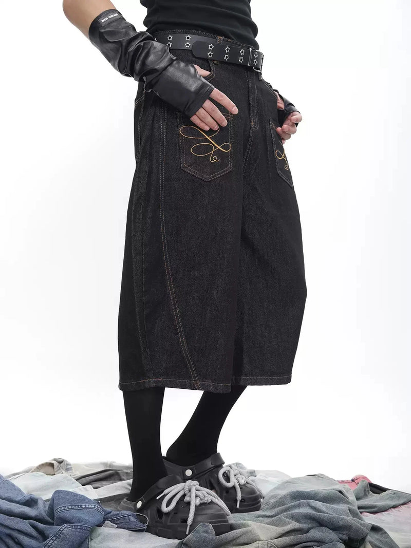 Y2K Saber Wide-Leg Denim Jorts