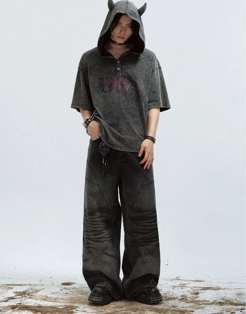 Indie Emo Outfit – Gothic Darkwear Devil Horn Hoodie | Fūga Studios
