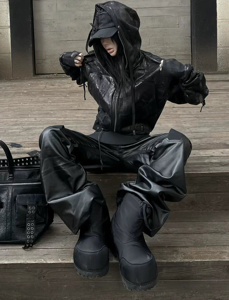 Gothic Renaissance Fashion – Gothic Waxed Hooded Jacket | Fūga Studios