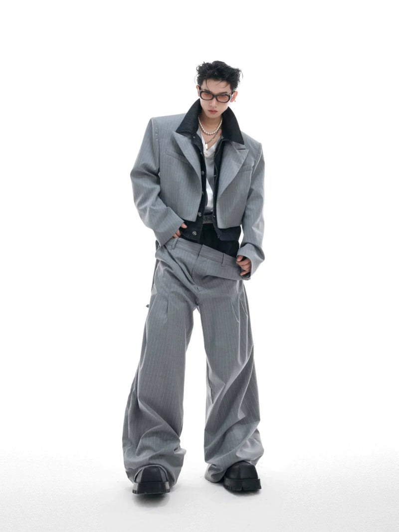 Harajuku Goth Fashion – Opium Hybrid Denim-Blazer & Wide-Leg Pants Set | Fūga Studios