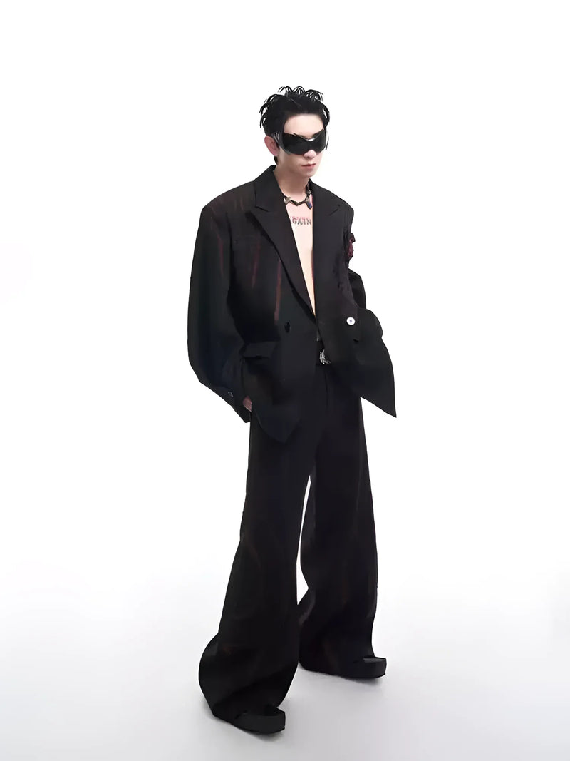Soft Grunge Marken - Opium Dark Rose Distressed Blazer Set | Fūga Studios