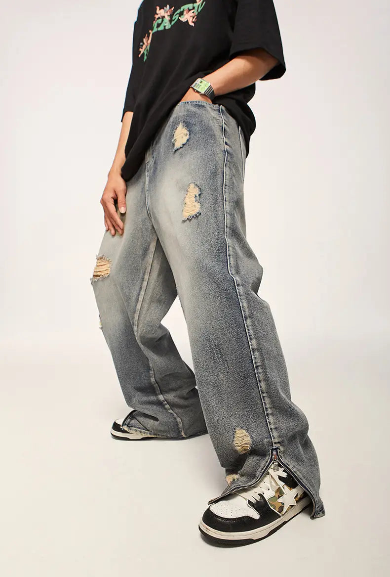 Streetwear Unisex Washed Jeans