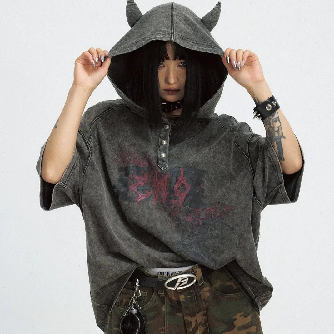 Gothic Darkwear Devil Horn Hoodie