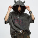 Gothic Darkwear Hoodie mit Teufels-Hörnern