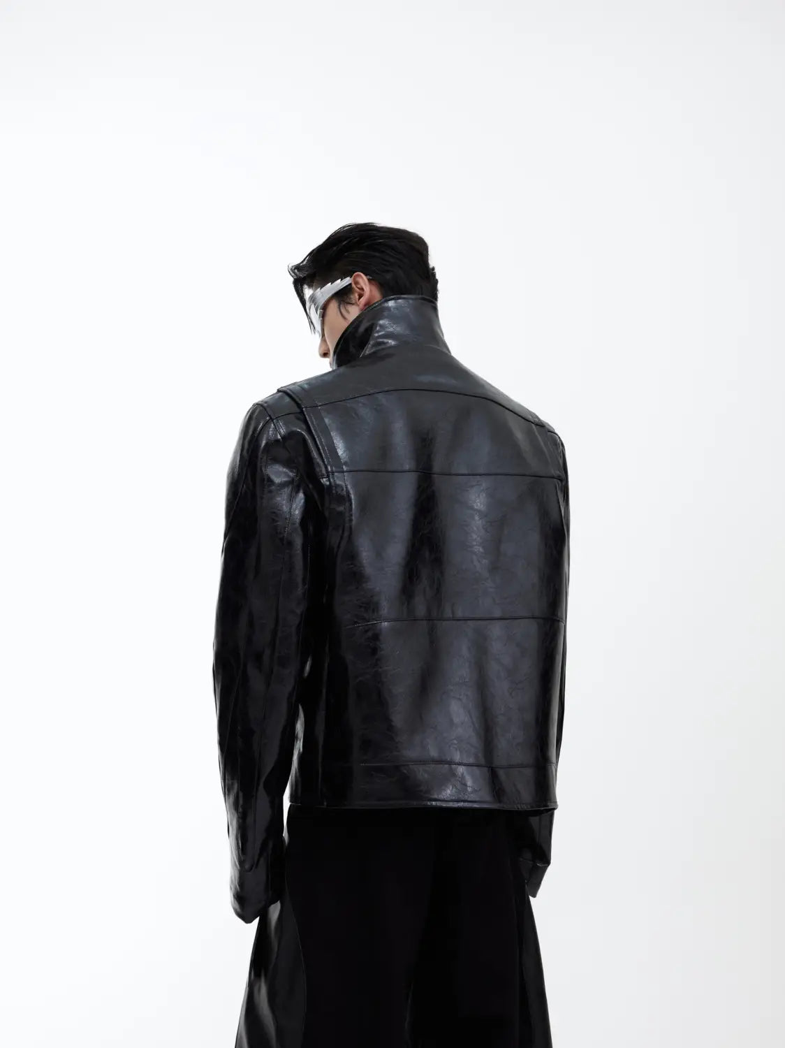 Fur Trim Patent Leather Jacket
