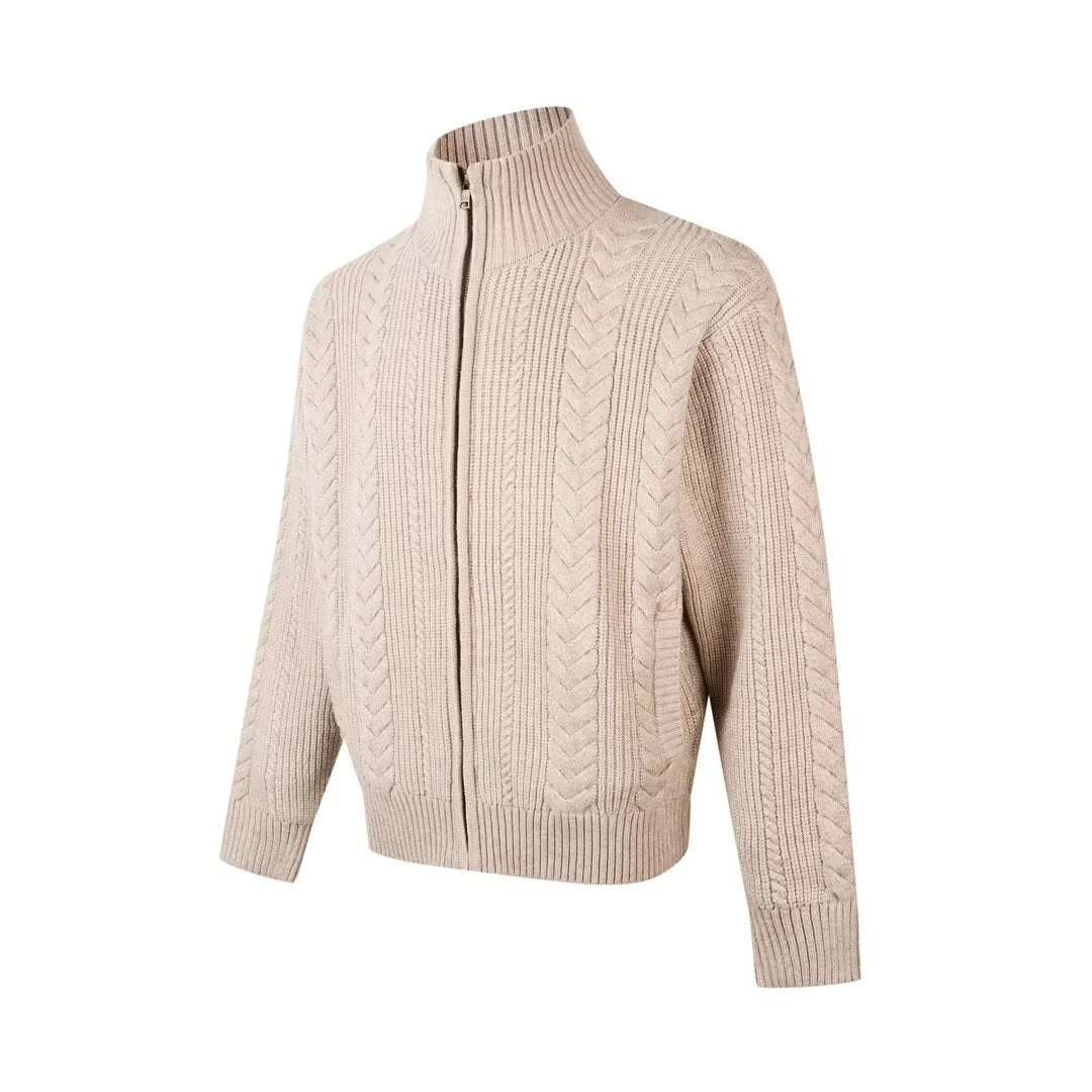 Businesscore Cable-Knit Zip Cardigan